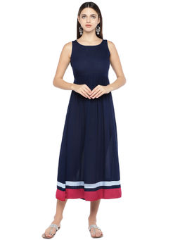 Globus - Navy Blue Solid Dress