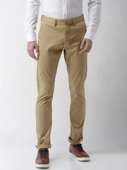 CELIO - Beige Self Design Chinos