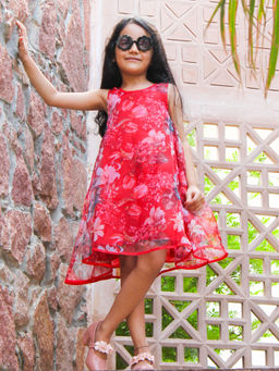 Woonie - Organza Printed Flared Dress