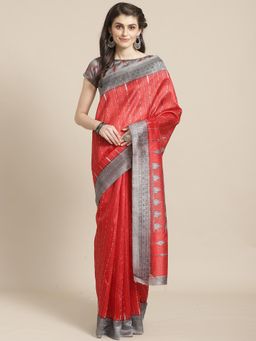 Sareemall - Red Art Silk Saree With Unstitched Blouse