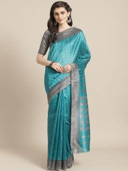 Sareemall - Teal Green Art Silk Saree With Unstitched Blouse