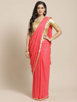 Sareemall - Pink Embellished Saree with Unstitched Blouse