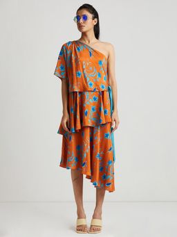 GUAPA - Melo One Shoulder Midi Tiered Dress