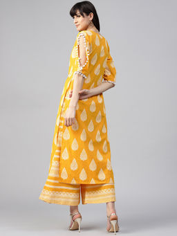 Gerua By Libas - Yellow Printed Kurta And Printed Palazzo (Set of 2)