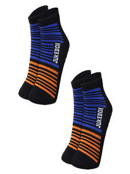 Wear Jukebox - Ankle Grip Socks Orange Blue Black (Pack of 2)