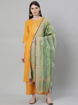 Libas - Yellow Gota Work Kurta and Palazzo with Dupatta (Set of 3)