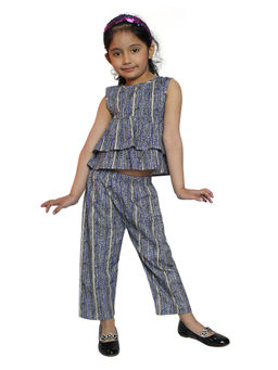 Woonie - Summer Wear Blue Frill Top With Culotes (Set Of 2)