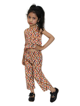 Woonie - Summer Wear Orange Frill Top With Culotes (Set Of 2)