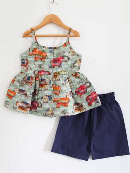 Woonie - Elephant Print Summer Set for Girls