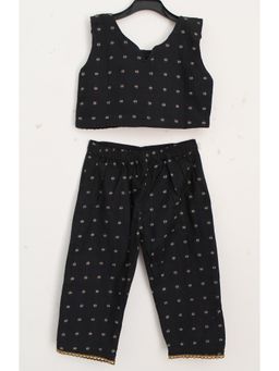 Woonie - Black Crop Top with Trouser Set for Girls