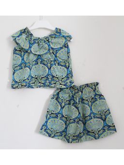 Woonie - Printed Crop Top with Shorts Set for Girls