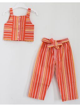 Woonie - Striped Crop Top with Pant Set for Girls