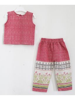 Woonie - Striped Pink Top With Palazzo Set