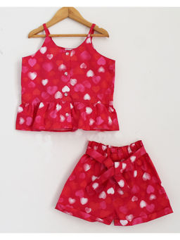 Woonie - Pink Heart Print For Girls (Set of 2)