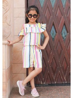 Woonie - Multicolored Striped Top with Shorts (Set of 2)