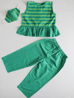 Woonie - Striped Top with Pants and Matching Mask (Set of 3)