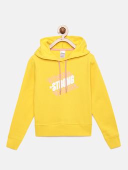 mackly - Girls Yellow Printed Hoodie