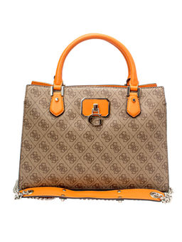 Guess - ALISA Brown Printed Satchels