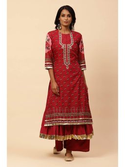 Biba - Cherry Straight Art Silk Kurtas (Set of 2)