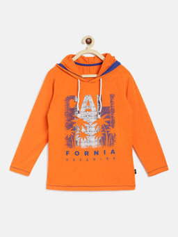 Lil Tomatoes - Boys Typography Hoodie- Orange