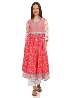 Biba - Red Floral Flared Kurta