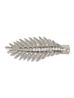 Blueberry - Silver Plated Leaf Shape Alligator Hair Clip