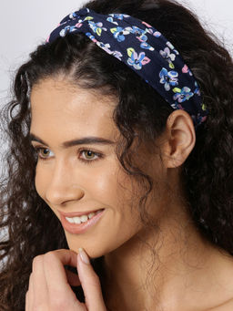 Blueberry - Multi-Color Floral Print Knotted Hair Band