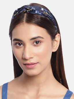 Blueberry - Floral Printed Blue Knot Hairband