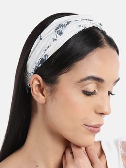 Blueberry - Printed White Knot Hairband