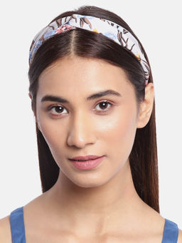 Blueberry - Multi Floral Printed Grey Knot Hairband