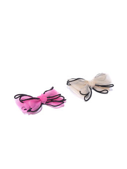 Blueberry - Set Of 2 Pink & Beige Hair Bow Clip