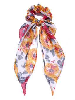 Blueberry - Multi Floral Printed Ruffle Scrunchie