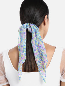 Blueberry - Floral Printed Multi Ruffle Scrunchie
