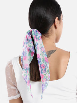 Blueberry - Multi Floral Printed Ruffle Scrunchie