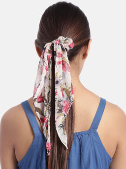 Blueberry - Multi Floral Printed Ruffle Scrunchie