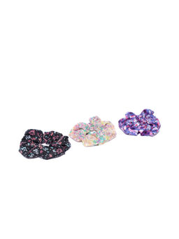 Blueberry - Floral Printed Multi Scrunchies (Set of 3)