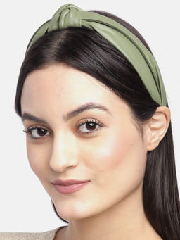 Blueberry - Olive Green Synthetic Leather Knot Hairband