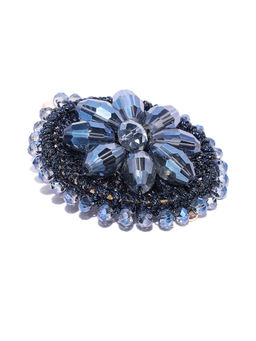 Blueberry - Blue Beaded Flower Shape Aligator Hairclip