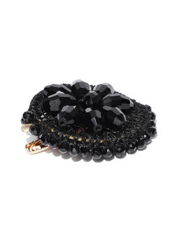 Blueberry - Black Beaded Flower Shape Aligator Hairclip