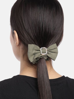 Blueberry - Olive Green Bow Scrunchie