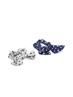 Blueberry - Multi Polka Dot Printed Bow Scrunchies (Set of 2)