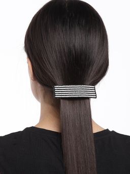 Blueberry - Black And White Hand Beaded Embellished Hairclip