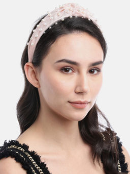 Blueberry - Princess Pearl Embellished Peach Knot Hair Band