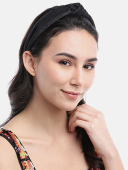 Blueberry - Black Pleated Knot Hair Band