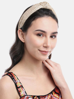 Blueberry - Beige Pleated Knot Hair Band