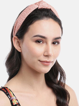Blueberry - Peach Pleated Knot Hair Band