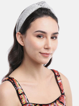 Blueberry - Grey Pleated Knot Hair Band