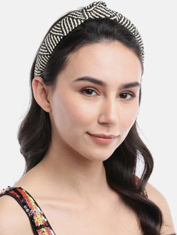 Blueberry - Cream And Black Jute Knot Hair Band