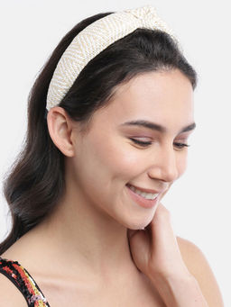 Blueberry - Cream And White Jute Knot Hair Band