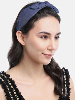 Blueberry - Navy Blue Denim Bunny Knot Hair Band